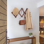 Wall Rack with 10 Hooks, Wooden Wall Expandable Coat Rack for Coat, Hats, Baseball Caps, Coffee Mug, Jewelry(Brown)