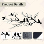ESTART Metal Birds Wall Art, Metal Vivid Birds on Branch Silhouette Wall Decor Black Leaves with Bird Outdoor Hanging Wall Sculpture for Home Balcony Garden (Small)
