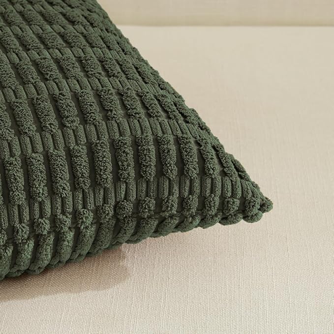 Fancy Homi 4 Packs Decorative Throw Pillow Covers for Living Room Couch Bed, Modern Farmhouse Boho Home Décor Accent Cushion Case, 24" x 24", Olive Green