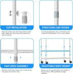 IZEUK Heavy Duty Rolling Garment Rack Wire Clothes Rack for Hanging Clothes (White, 3 Tier with 2 Rod, 29.5" W x 15.7" D x 75" H)