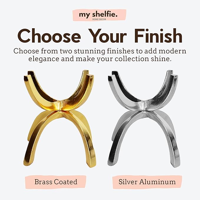 My Shelfie - Modern Silver Claw Rock Display Stand, Crystal Holder with Invertable Design, Crystal Display Holds Crystals From 2-3 Inches, Handmade Aluminum Rock Stands for Display, Large
