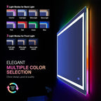 LOAAO 40”X30“ RGB LED Bathroom Mirror with Lights for Bathroom, Anti-Fog, Dimmable，Multiple Light Modes, RGB Backlit + Front Light, Memory Function, Tempered Glass