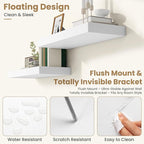 FLYJOE 72 Inch Long Floating Shelves for Wall Set of 1, 12" D Wood Grain Bathroom Shelves with Invisible Brackets, Easy Install Engineered Wood Storage Shelves for Kitchen, Living Room, Bedroom