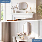 Sweetcrispy 20" x 30" Gold Bathroom Mirror for Wall, Oval Wall Mirrors with Metal Frame, Tempered Glass, Modern Vanity Mirror for Over Sink, Living Room, Bedroom, Entryway, Horizontal or Vertical