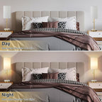 Desk Lamp & Table Lamp Set of 2, Bedside Lamps for Night Stands - Modern Small Table Lamps with Marble Base, Fabric Shade, Mini Pull Chain Bedroom Lamps for Living Room, Office, Reading (Gold)