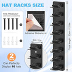Eiito Hat Organizer for Baseball Caps, 4 Pack Strong Adhesive Hat Rack for Wall, Multilayer Hat Storage Display Holder, Wall Mounted Hat Hooks Hold up to 16 Hats for Closet (Black 4PCS)