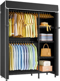 F2C Clothes Rack with Cover, Clothing Racks for Hanging Clothes, Heavy Duty Garment Rack with Shelves and Hanger Rods, Black Closet with Black Cover, 47.2" W x 16.5" D x 78.3" H, Load 630lbs