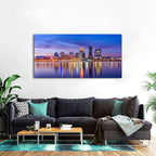 Louisville City Wall Art Sunset Kentucky Decor Colorful Waterfront Park Canvas Prints Pictures Louisville Skyline Painting Cityscape Poster Artwork for Kitchen Living Room Home Decoration 24x48”