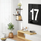 Love-KANKEI Corner Shelf Wall Mount of 3 Tier Rustic Wood Floating Shelves for Bedroom Living Room Bathroom Kitchen Office and More Dark Walnut