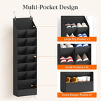 Lifewit 8 Tier Over the Door Shoe Organizer with 15 Large Deep Pockets, Fabric Hanging Shoes Shelf for Closet, Dorm Storage, Fit Up to 16 Pair Shoe Rack Holder for Sneakers, Boots, Black