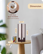 EDISHINE Wood Table Lamp, 13.5" Small Bedside Lamp, Beige Linen Shade, Rosewood Cylinder Nightstand Lamp for Bedroom Living Room, On-Off Line Switch, E26 Base (Bulb Not Included)