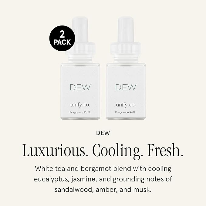 Pura & Unify Co. Home Scent Refill - Smart Air Diffuser - Long-Lasting Luxury Fragrance per Refill - Home Essential - Clean & Safe Diffuser Fragrance - 2 Pack, Dew
