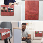 HAOMAIJIA Anti Slip Sofa Armrest Organizer Arm Chair Bedside Caddy Storage Organizer For Recliner Couch With 6 Pockets For Cell Phone Tv Remote Control Magazines (red)
