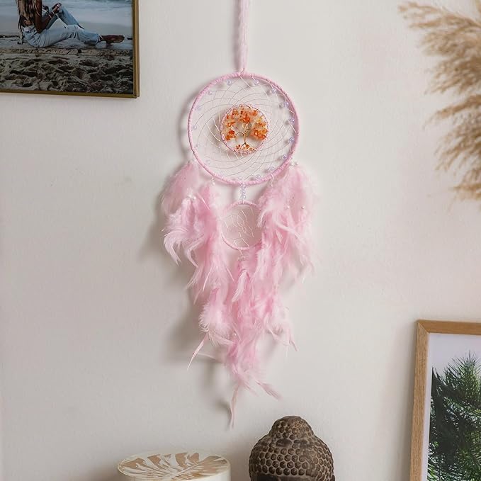 Pink Dream Catchers, Dreamocean Crystal Large Dream Catcher Boho Dreamcatcher Wall Hangings Window Decor Gifts for Adults Boys