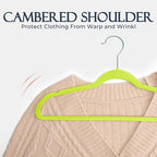 HOUSE DAY Vibrant Green Velvet Hangers 60 Pack, Non Slip Clothes Felt Hanger Heavy Duty for Coat, Premium Slim Space Saving Suit Hangers for Closet Organizer, 360° Rotating Silver Hook