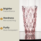CEMABT Glass Vases for Flowers, Unbreakable 3.4 lb Morden Vases for Tables Centerpieces, Vintage and Clear Rose Large Vases Christmas Thanksgiving Gifts, Pink