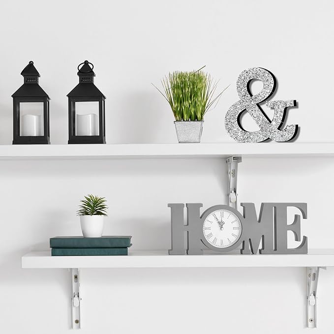 Qunclay 8'' Silver Crystal Diamond Bling Letters Crushed Diamond Decoration Wooden Glitter Letter with Screw and Hooks Rhinestone Gift for Wedding Y2k Mcbling Bedroom Wall Decor (Symbol)