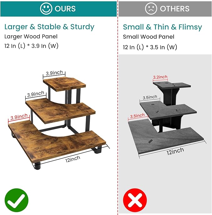ELITEROO 3 Tier Wooden Retail Display Shelves, Portable Display Rack for Retail Counter Top Craft Shows Tradeshows, 3 Step Corner Tiered Table Display Tower Stand for Cupcake Jewelry Display