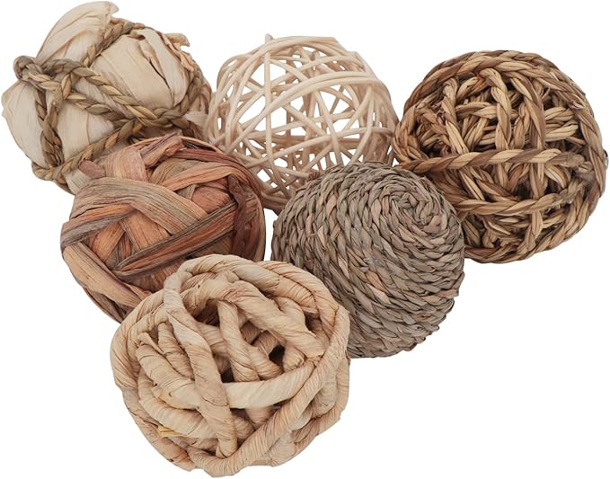 Kesywale Set of 6 Decorative Balls for Centerpiece Bowl Fillers, 2.8 inch Assorted Rattan Wicker Balls Spheres Orbs, Vase Fillers, Home Table Decor