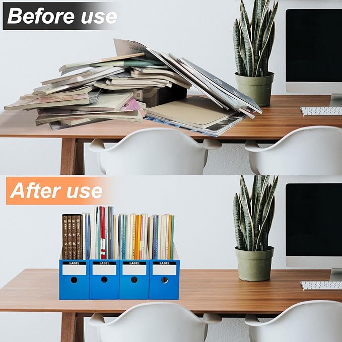 Limitliho Magazine Holde ( Blue, 2 Pack), Magazine File Holder for Home, Office, Desk, 10.6'' H×10.2'' L ×3.5''W Magazine Storage Box