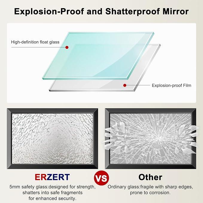 Black Bathroom Mirror for Over Sink, 22x30Inch Thick Anti-Rust Metal Frame, Rectangle Decorative Wall Mirror with HD Tempered Glass Horizontal or Vertical Mount for Vanity, Bedroom, Living Room