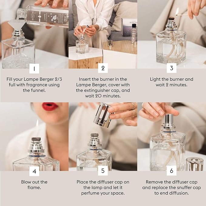 Maison Berger Lampe Fragrance Trio Rosalie - 3×250ml Premium Scented Refills (Amber Tobacco, Exquisite Sparkle, Vanilla Magnificence) for Home Diffuser Use - Crafted in France - Elegant Gift Set