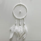DIY Dream Catcher Beginner Kit, Making Dream Catcher Supplies Include Metal Hoop, Feathers, Faux Suede Cord, Thread, Wood Beads (White)