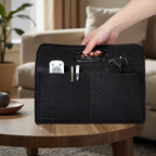 Magzine Holder,Felt foldable Magazine Basket for Storage Organizer, Magazine Newspaper File Laptop Folder with 4 Pockets for dorm, Living Room, Office Storage Holder Bag, Black