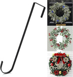 12 in Wreath Hanger Black Wreath Hangers for Front Door Wreaths Hangers Hook Over The Door Hook for Christmas Wreaths Holder Xmas Halloween Easter Home Outdoor Decorations