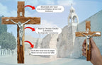Zuluf 7.8" Olive Wood Latin Cross with Silver Plated Crucifix Christian Wall Gift from Bethlehem Holy Land CRS064