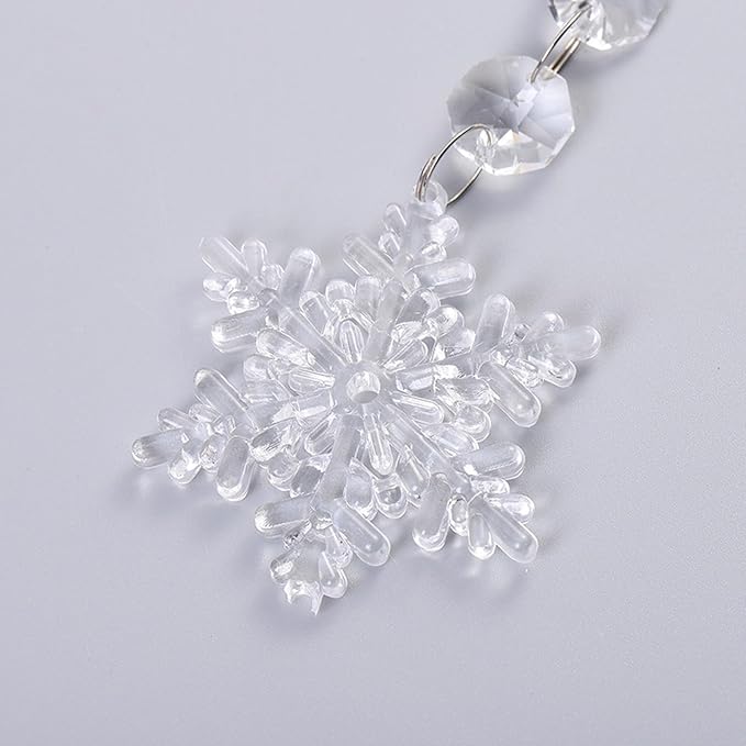 20 Pcs Plastic Winter Snowflake Drip Ornaments Xmas Tree Hanging Decorations for Christmas Tree Wedding Birthday Party Home Window Door Decorations (Transparency)