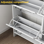 Shoe Cabinet with 4 Flip Drawers & 2 Drawers,Farmhouse Shoe Storage Cabinet for Entryway,Slim Freestanding Organizer Rack for Front Door Entrance,White