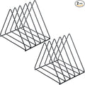 2 Pcs Triangle File Holder,5 Slot Metal Vinyl Record Stand Holder Black Magazine Newspaper Holder Photography Props for Office Hom