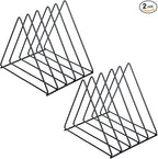 2 Pcs Triangle File Holder,5 Slot Metal Vinyl Record Stand Holder Black Magazine Newspaper Holder Photography Props for Office Hom