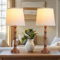 Lamps Set of 2 Modern Farmhouse Table Lamp Bedside Reading Lamps Living Room End Tables Set Lamps for Night Stands Bedroom Night Lamp,High 27 Inch,Brown,With Fabric Lamp Shade,Bulb Not Included