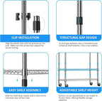 IZEUK Heavy Duty Rolling Garment Rack Wire Clothes Rack for Hanging Clothes (Chrome, 3 Tier with 2 Rod, 29.5" W x 15.7" D x 75" H)
