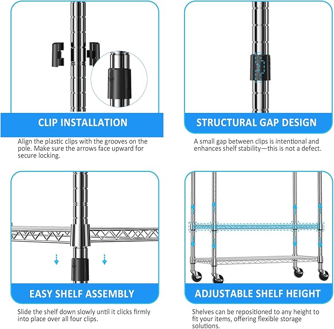IZEUK Heavy Duty Rolling Garment Rack Wire Clothes Rack for Hanging Clothes (Chrome, 3 Tier with 2 Rod, 29.5" W x 15.7" D x 75" H)