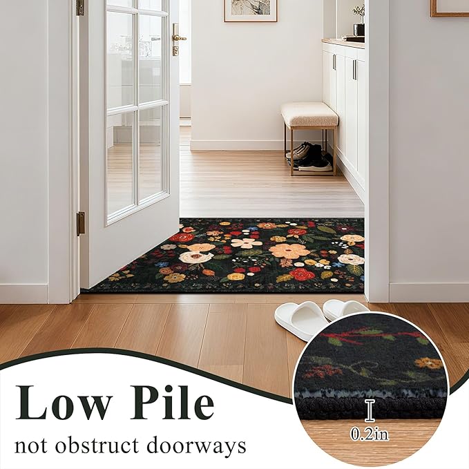 U'Artlines 2'6" x 10' Boho Runner Rug for Hallways Kitchen Colorful Floral Soft Non Slip Washable Floor Carpet Runners for Entryway Laundry Room Bathroom Green