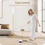 Dimmable Floor Lamp for Living Room with Remote and Foot Switch, Corner Floor Lamp, 64.4'' Standing Tall Lamp, 10W 900LM LED Bulb Included, 3000K-6500K, Linen Shade, Gold White, FCC Listed DCW06LD05W1
