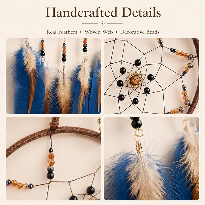 Dream Catchers Handmade Feather for Kids Bedroom Wall Hanging Decoration Decor Nursery Wall Art Ornament Craft