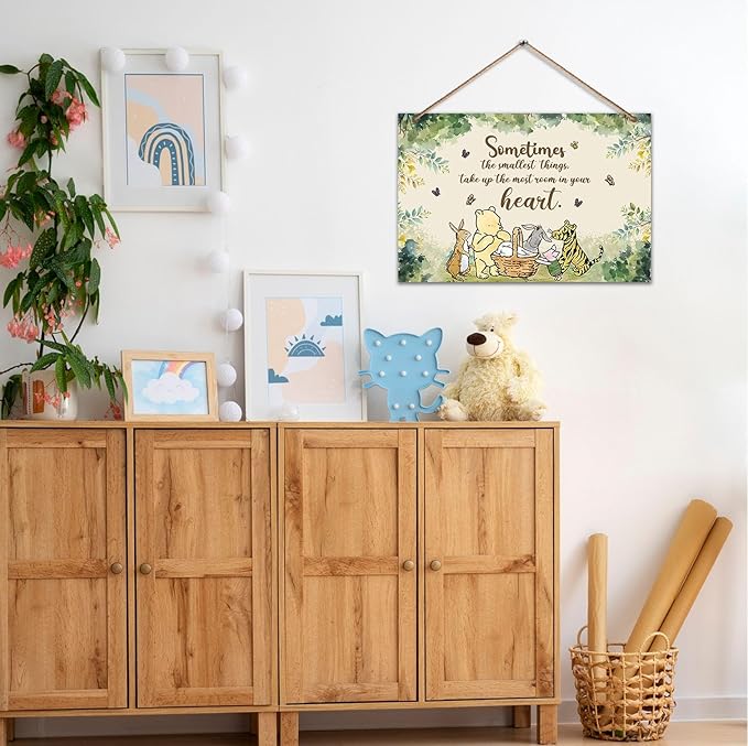 1PCS Winnie Quotes Baby Shower Sign, the Pooh Wall Hanging Decor, Sometimes the Most Things Wall Gifts, Adorable Winnie Sign for Nursery Home Bedroom, Baby Shower Party Supplies