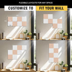 TSJOFFICE Large Cork Board for Wall - 48" x 24" Bulletin Board with 30 Pushpins for Office Decor, Pin Board 8 Pack Felt Tiles with Safe Removable Adhesive Tabs, Corkboard for Home - Cinnamon & White
