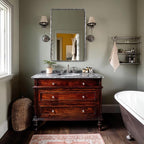 ANDY STAR Hand-Forged Silver Bathroom Mirrors for Wall, 22x30 Inch Vintage Solid Steel Metal Frame Bathroom Vanity Mirror, Antique Rounded Rectangle Wall Mirror, Hangs Horizontally or Vertically