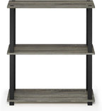 Furinno TURN-S-TUBE Storage Shelves Set of 2, 3-Tier Book Shelf, Corner Shelf, Toolless Open Shelves, Square Tubes, for Organization and Storage, Living Room, Garage, Home Office, French Oak