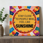 Inspirational Sunshine Wall Art Decor, Motivational Canvas Painting Pictures Artwork Posters Hippie Decor for Teens Room Bedroom, Natural Life Gifts for Women (8 X 8 Inches, Framed)