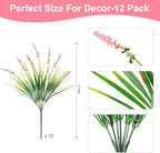 Artificial Faux Plants Outdoor Spring Decorations, Summer Fake Monkey Grass for Outside Porch, No Fade Outdoor Realistic Greenery Plant, UV Resistant Artificial Shrubs for Courtyard Window Garden