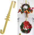 15 inches Christmas Decorative Wreath Hangers for Front Door;Over the Door Hooks (Gold, Christmas Tree)