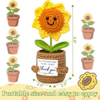 Thank You Gifts for Women Men - Crochet Sunflower Teacher Appreciation Gift for Her Him, Funny for Mom, Teacher, Sister, Emotional Support Small Cute Stuff Things, Collectible Doll