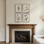 Framed Botanical Floral Wall Art, 4 Piece Vintage Flower Canvas Painting Prints for Bedroom, Rustic Floral Butterfly Pictures for Farmhouse Kitchen Living Room Dining Room Hallway Wall Decor, 11x14 In