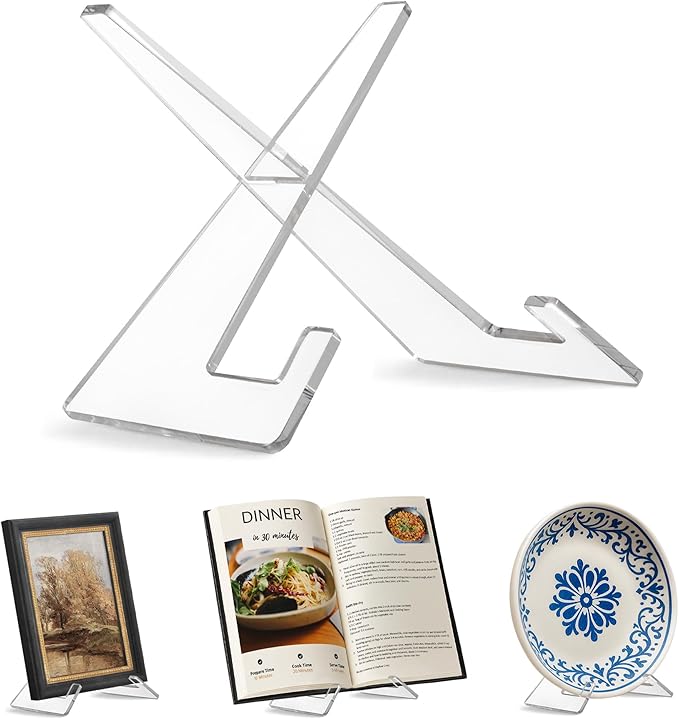 Americanflat Acrylic Easel Stand - 6" Tabletop Easel and Plate Stand - Lightweight Display Holders for Photos, Cards, Frames, Books, Magazines, Albums - Home or Office Decor